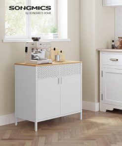 Alternative view of SONGMICS Storage Cabinet, Metal Cabinet, Sideboard with 2 Doors, 15.7 x 31.5 x 29.9 Inches, Magnetic Closure, Adjustable Shelf, Steel Frame, Rustic Brown and Black ULSC102B01