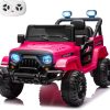 12V Kids Electric Ride on Truck Car Remote Control, Twin 35W Motors 3.5MPH Max Speed, Bluetooth USB Music Player, 4 Wheels Suspension LED Lights Safety Belt, Gift for Boy & Girl-Rosy