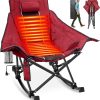 Heated Camping Chair, Extra Large Heated Chair Outdoor Sports Chair with 3 Heat Levels on Back and Seat, Portable Folding Heated Outdoor Chair (Batteries Not Included)