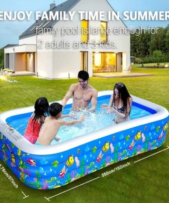 Alternative view of Inflatable Swimming Pool, 120" x 72" x 22" Kiddie Pools, Family Lounge Pools Thickened Above Ground Family Pool for Summer Water Party, Backyard, Garden Lawn, Blue
