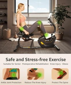 Alternative view of JEEKEE Recumbent Exercise Bike for Adults Seniors - Indoor Magnetic Cycling Fitness Equipment for Home Workout Black