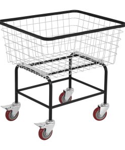 Wire Laundry Cart 4.5 Bushel, Rolling Laundry Basket with Wheels, Metal Commercial Wire Laundry Basket Cart with Galvanized Finish, Heavy Duty Large Steel Basket for Laundry Clothes Storage