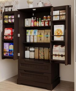 Alternative view of Gizoon Kitchen Pantry Storage Cabinet with Drawers Freestanding Bathroom Storage Cabinets with Doors and Shelves, 47" Small Food Pantry Cabinet for Dining Room Craft Room, White