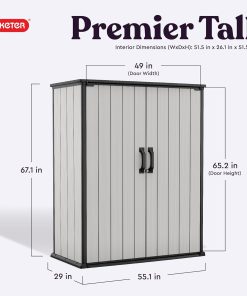 Alternative view of Keter Premier Tall 4.6 x 5.6 ft. Resin Outdoor Storage Shed Shelving Brackets Patio Furniture