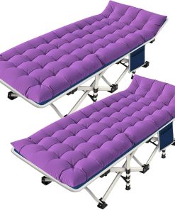 2 Pack Camping Cot with Mattress Comfortable Cot Bed Folding Cot Heavy Duty Cots for Sleeping with Carry Bag for Adults Kids Guest Bed Outdoor Indoor Home