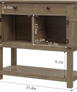 Alternative view of HOSTACK Farmhouse Console Table with 2-Door Cabinet & 2 Drawers, Coffee Bar, Entryway Table with Storage Shelf, Sofa Tables Buffet Sideboard for Kitchen, Hallway, Dining, Living Room, Rustic Brown