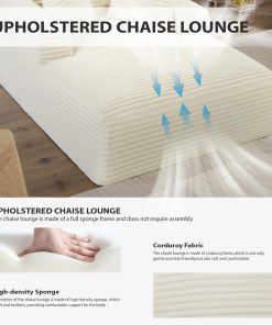 Alternative view of 50 Inch Chaise Lounge Chair Indoor, Oversized Corduroy Upholstered Boneless Sofa Bed, Deep Seat Sleeper Couch Reading Chairs, Cloud Sofas Couches for Living Room, No Assembly Required (Dark Grey)