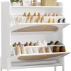 IRONCK Shoe Cabinet Storage 2 Drawers Free Standing Wooden Shoe Storage Organizer Cabinet
