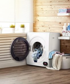 Alternative view of Compact Laundry Dryer, 3.5 cu ft Front Load Stainless Steel Clothes Dryers With Exhaust Pipe, 1500W, LCD Control Panel Four-Function Portable Dryer For Apartments, Home, Dorm, White