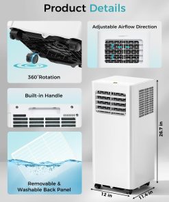 Alternative view of 8,000 BTU Portable Air Conditioner - 3-in-1 AC Unit with Remote Control, Ultra-Quiet Cooling for Rooms up to 350 sq. ft., 24H Timer, Sleep Mode