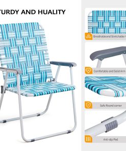 Alternative view of VINGLI Patio Lawn Webbed Folding Chairs Set of 2, Outdoor Beach Portable Lawn Chair Camping Chair Beach Chair