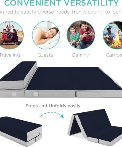 Alternative view of Best Choice Products 4in Portable Queen-Size Mattress, Tri-Fold Mattress for Camping, Guest, Toddler, Foam Plush w/Carry Case - Grey