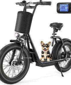 Alternative view of Caroma Peak 800W Foldable Adult Electric Scooter with 20-inch Wide Tires, 48V Battery, Basket, and Adjustable Seat