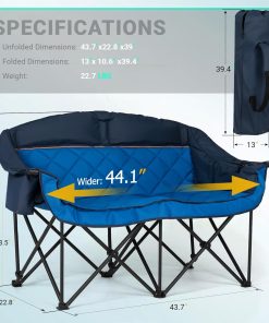 Alternative view of Extra Large Double Camping Chair - 2 Person Comfortable Sofa Chair Adult Loveseat - Heavy Duty Lawn Chair