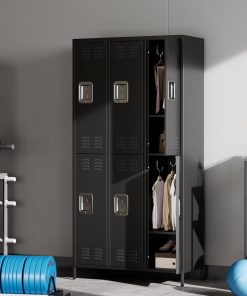 Alternative view of GAOMON Locker for Employees, 6 Doors Locker Cabinet with Hooks, Storage Locker for Home, Office, Gym, School, Assembly Required, Black