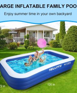 Alternative view of Inflatable Pool for Kids and Adults, 120" X 72" X 22" Oversized Thickened Family Swimming Pool for Toddlers, Outdoor, Garden, Backyard, Summer Water Party
