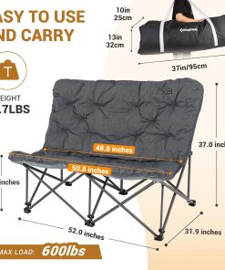 Alternative view of Butterfly chair, extra large thick comfortable camping chair, portable folding chair, 400 lb heavy duty seat