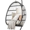 HWB Hanging Egg Chair Patio Wicker Hammock Egg Swing Chair with Cushion for Bedroom