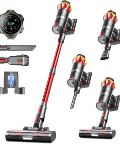 Cordless Vacuum Cleaner,580W 48KPA 65Mins Vacuum Cleaners for Home,Self-Standing Stick Vacuum with Anti-Tangle Brush & OLED Touch Screen,Rechargeable Vacuum Cordless for Pet Hair,Carpet,Hardwood Floor
