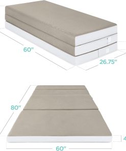 Alternative view of 4in Portable Queen-Size Mattress, Tri-Fold Mattress for Camping, Guest, Toddler