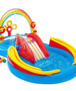 Intex 96" x 78" x 28" Inflatable Jungle Adventure Play Center Spray Kiddie Pool - Backyard Kids Water Slide, Outdoor Blow-Up Splash Pad for Toddlers