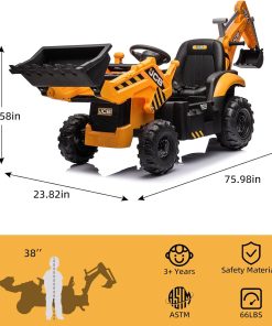 Alternative view of 12V JCB Ride On Excavator, Ride on Toys for Kids 4-8, Electric Car for Kids with Tractor, Bulldozer, Digging Arm, Backhoe Toy Car with Slow Start/Stop, Adjustable Speeds