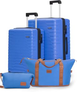 5-piece luggage set with wheels, ABS hardshell suitcase with spinner wheels