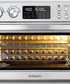 28QT Air Fryer Toaster Oven Combo, Large 12-in-1 Convection Countertop Oven with 3-Layer Cooking, Rotisserie for Chicken, 6 Heating Tubes, Fast Preheat, Fits 11" Pizza, Full Accessories, Sparkle Black