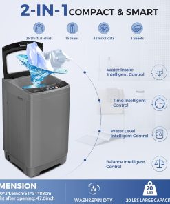 Alternative view of Nictemaw Portable Washing Machine, 20Lbs Capacity Full-Automatic Portable Washer Machine, 2.8Cu.ft Washer and Dryer Combo with Drain Pump, 10 Programs & 8 Water Levels for Apartment, Dorms, RV