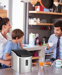 Alternative view of EUHOMY Nugget Ice Maker Countertop with Handle, Ready in 6 Mins, 34lbs Per Day, Removable Top Cover, Auto-Cleaning, Portable Sonic Ice Maker with Basket and Scoop, for Home/Party/RV/Camping (Black)