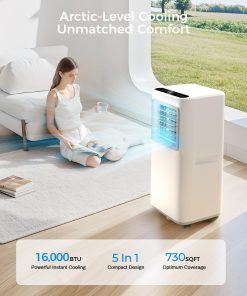 Alternative view of Portable-Air-Conditioners-16,000-Btu - AC Unit 5 in 1 Wifi Smart Air Conditioner with APP, Fan & Dehumidifier, Remote, 24H, Window Kits Included Drainage-free Cooling for Large Room Indoor