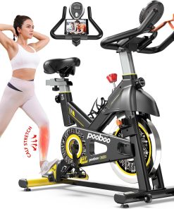 pooboo Exercise Bike, Adjustable Magnetic/Brake Pad Resistance Silent Belt Drive, Indoor Cycling Bike for Home Cardio, Fitness Stationary Bike with 350lbs/300lbs Weight Capacity &Upgraded Version Seat