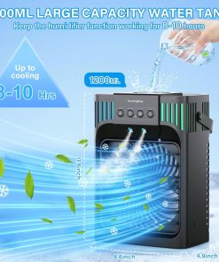 Alternative view of Portable Air Conditioners,4-in-1 Evaporative Air Cooler with 3 Speeds, 3 Modes & 7 LED Light Cooling Fan with Remote, 2-8H Timer, 1200ML Personal Mini Air Conditioner for Bedroom and Office