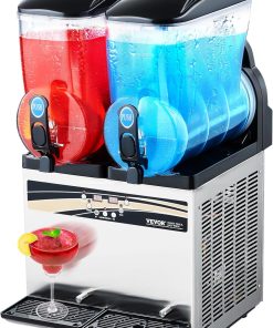 VEVOR Slushy Machine, 15Lx2 Double Tank Commercial Margarita Machine, 120 Cups Stainless Steel Margarita Smoothie Frozen Drink Machine, Slushie Machine for Home Party Restaurants Cafe Bars