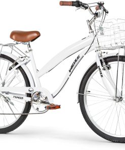 WEIZE Beach Cruiser Bike, 26 inch Commuter Bicycle for Adult Men and Women, 7-Speed/High-Carbon Steel/Front & Rear Fenders, Comfortable City Bikes with Rear Rack or Basket, Ergonomic Upright Design