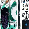 Inflatable wide SUP board with SUP carrying bag, hand pump, 10L waterproof bag and adjustable paddle