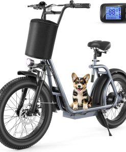 Caroma Peak 800W Foldable Adult Electric Scooter with 20-inch Wide Tires, 48V Battery, Basket, and Adjustable Seat