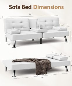 Alternative view of Shahoo Convertible Folding Futon Sofa Bed Sleeper Couch for Living Room Faux Leather