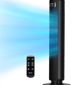 LEVOIT Tower Fan for Bedroom, Standing Fan with 28dB Quiet for Sleep, Remoter, 12H Timer, 25ft/s Velocity, 5 Speeds, 4 Modes, 90° Oscillation for Home, Office, Indoor, Bladeless 36 inch, White