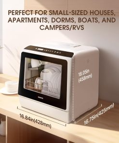 Alternative view of NOVETE Portable Countertop Dishwashers, Compact Dishwashers with 5 L Built-in Water Tank & Inlet Hose, 5 Washing Programs, Baby Care, Air-Dry Function and LED Light for Small Apartments