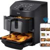 Dual Basket Air Fryer Oven 11 Quart 8 in 1 Functions Clear Window Smart Sync Finish