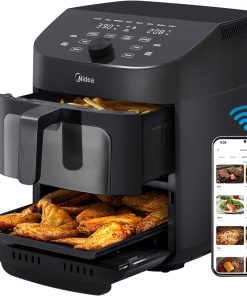 Dual Basket Air Fryer Oven 11 Quart 8 in 1 Functions Clear Window Smart Sync Finish