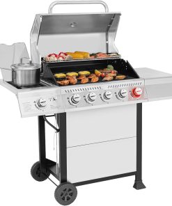 Royal Gourmet GA5401T 5-Burner Propane Gas Grill with Sear Burner and Side Burner, Stainless Steel BBQ Grill with 632 Sq. In. Grilling Area for Outdoor Barbecue Cooking, 64,000 BTUs, Silver
