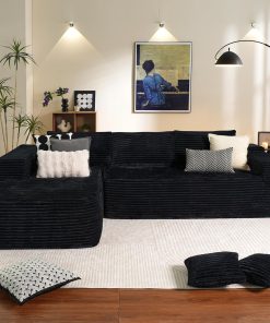 ovios 104" Cloud Sectional Couch with L-Shape Chaise,Modern Modular Sofa with Deep Seat, Upholstered Couches for Living Room Bedroom,No Assembly Required, Grey (Plush Corduroy Fabric)