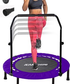 Kanchimi 40" 48" Folding Mini Fitness Indoor Exercise Workout Rebounder Trampoline with Handle, Max Load 330lbs