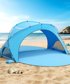 Beach Tent Sun Shelter, Beach Shade Tent with UPF50+ UV Protection, Beach Sun Shelter, Beach Shade with 2 Zippered Doors, Portable Beach Tent for Beach Camping Fishing
