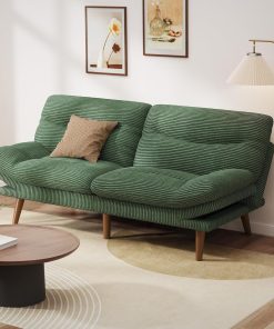 Pipishell Convertible Futon Sofa Bed,66" Corduroy Futon Couch with Adjustable Backrest and Armrests, Recliner Sleeper Sofa for Small Spaces, Play Room or Office, Grey