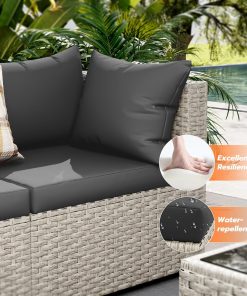 Alternative view of UDPATIO Outdoor Patio Furniture Set, 7-Piece PE Wicker Sectional Sofa with Tea Table, Outdoor Conversation Set for Patio, Garden, Backyard Green