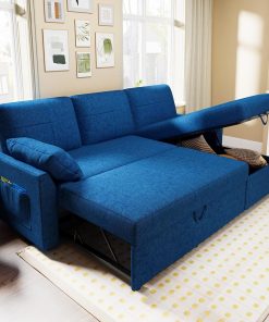 VanAcc Sofa Bed, Sleeper Sofa with Storage Chaise 2 in 1 Pull Out Couch Living Room