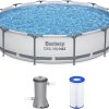 Steel Pro MAX 10 Foot x 30 Inch Round Metal Frame Above Ground Outdoor Backyard Swimming Pool Set with 330 GPH Filter Pump